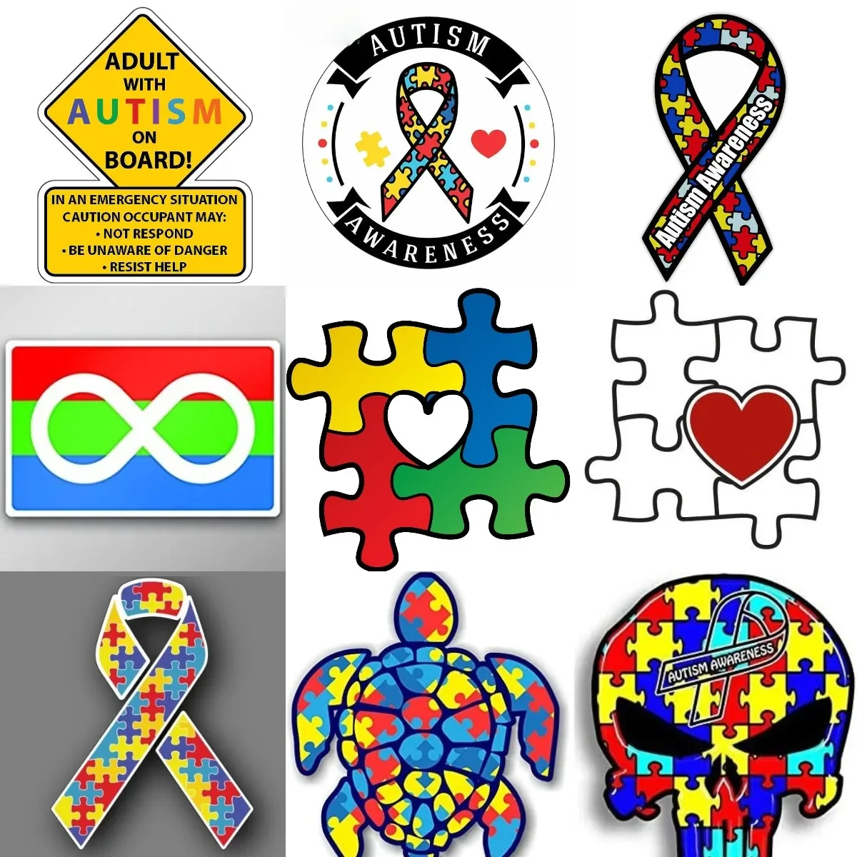 

Autism Awareness Emblem Color Puzzle Creative PVC Sticker for Decorate Wall Room Laptop Car Camper Truck Van Decal Accessories