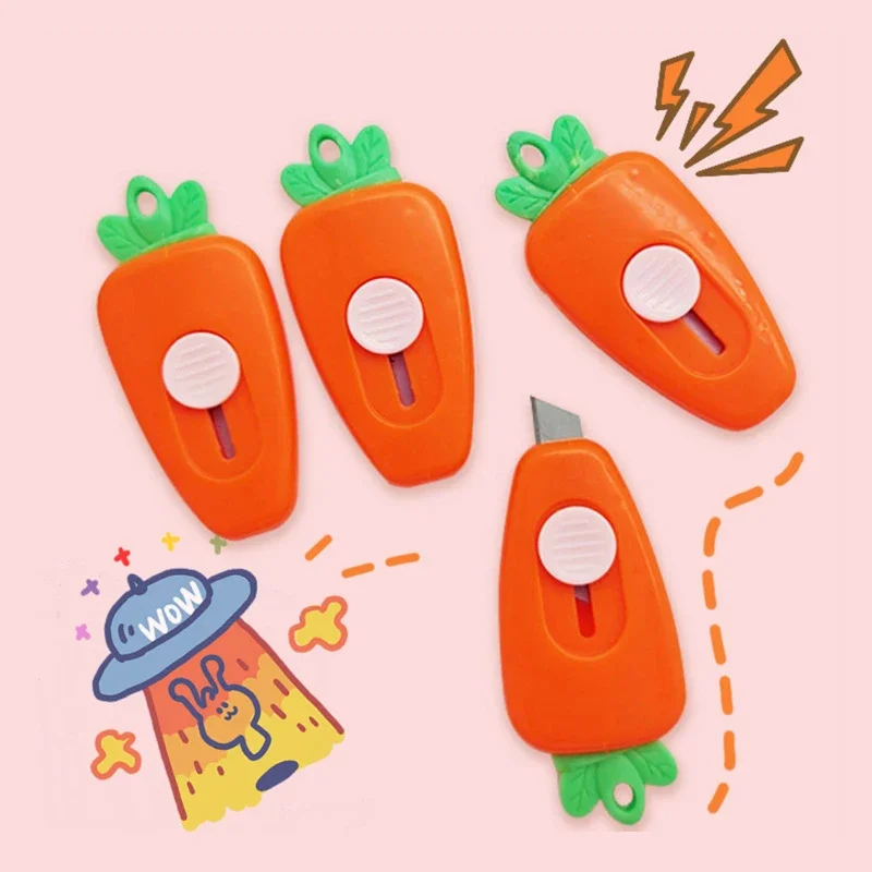 1/4Pcs Cute Carrot Utility Knife Mini Box Cutter Letter Envelope Opener Mail