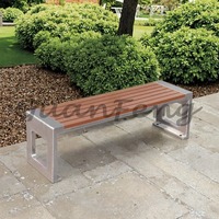 Modern Outdoor Stainless Steel Bench Wrought Iron Garden Backrest Solid Anti-Corrosion Leisure Bench Plastic Wood Patio Park