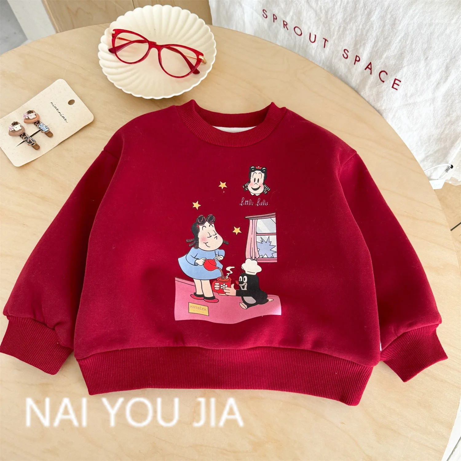 

Winter Clothing with Fleece Hoodie 2025 New Style for Autumn and Winter, Big Children's Winter Cartoon Long Sleeved Shirt