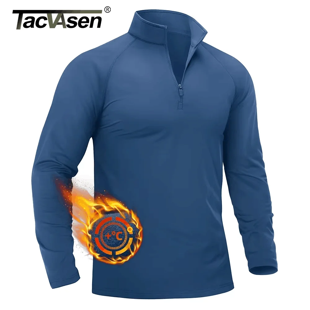 TACVASEN Thermal Fleece Lined T-shirts Men's 1/4 Zip Long Sleeve Shirts Outdoor Hiking Running Athletic Shirt Pullover Top