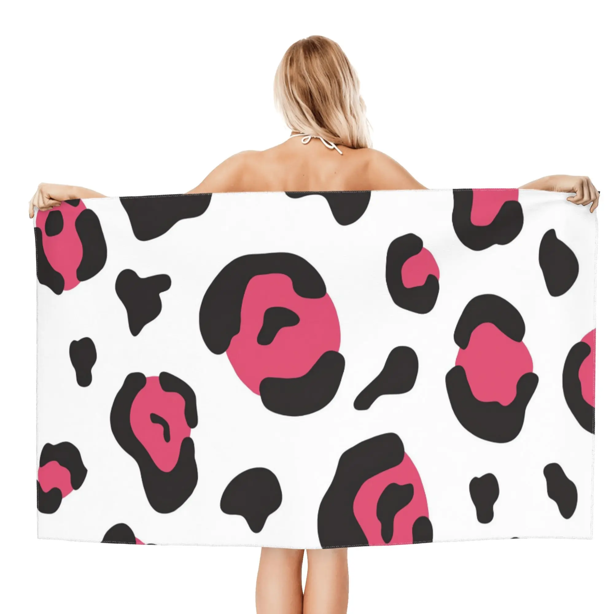 Leopard Print Beach Towel Bathing Towels Cover Quick Dry Sand Free Yoga Spa Gym Pool