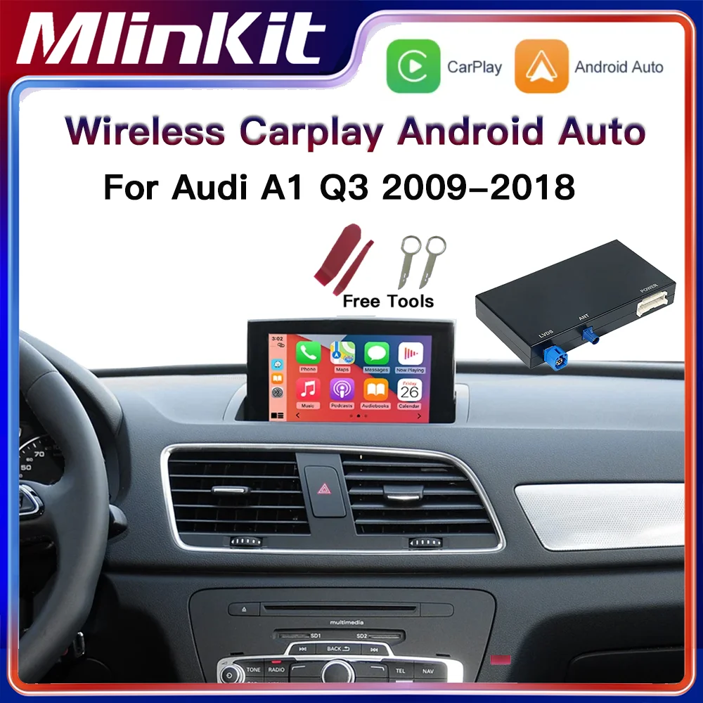Carplay اللاسلكي لأودي A1 Q3 2013-2018 سنة دعم أندرويد السيارات autolink Airplay كاميرا خلفية لعب السيارة
