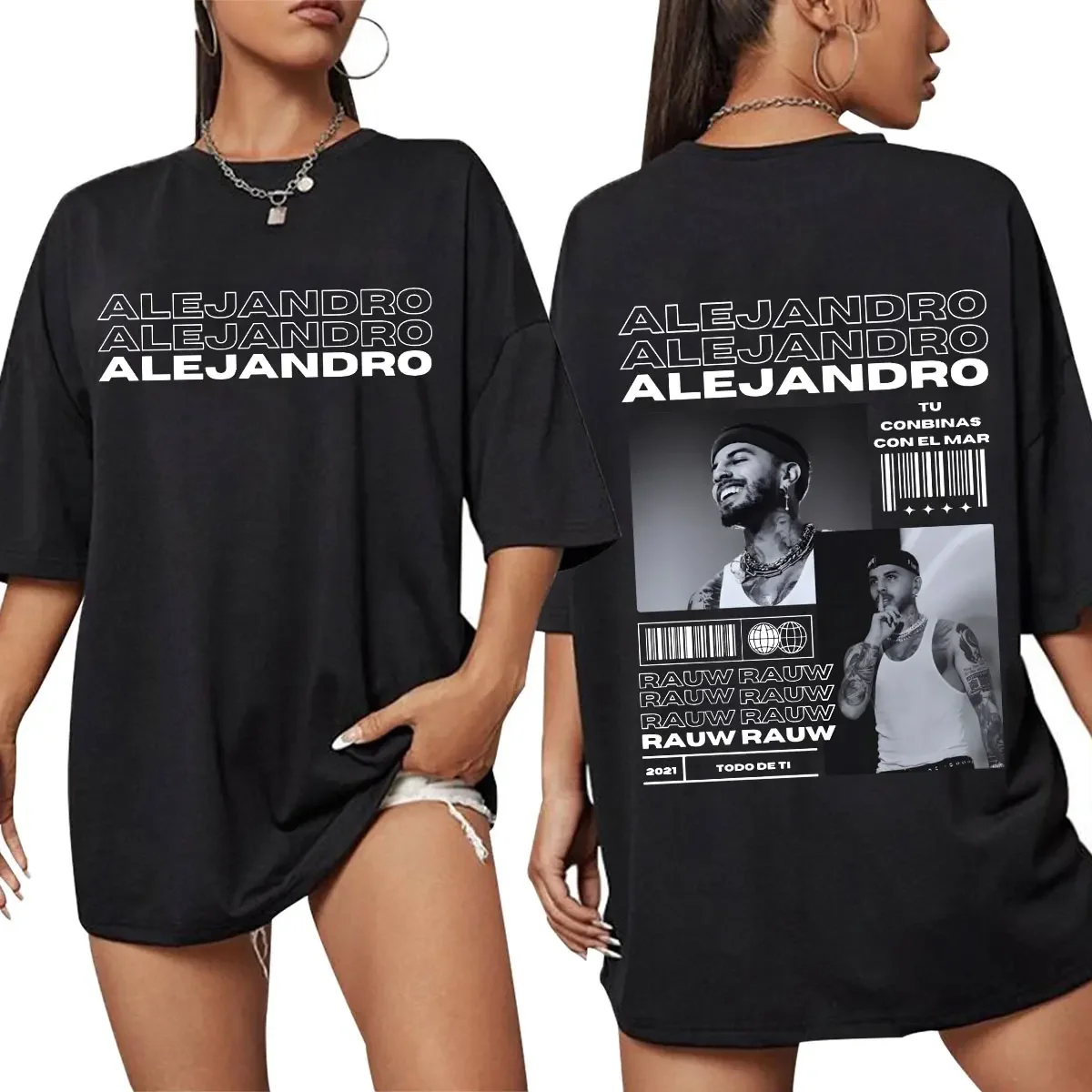 تي شيرت رجالي من Rauw Alejandro Album Todo De Ti مطبوع 100% من القطن الخالص بأكمام قصيرة ملابس خروج عصرية #2