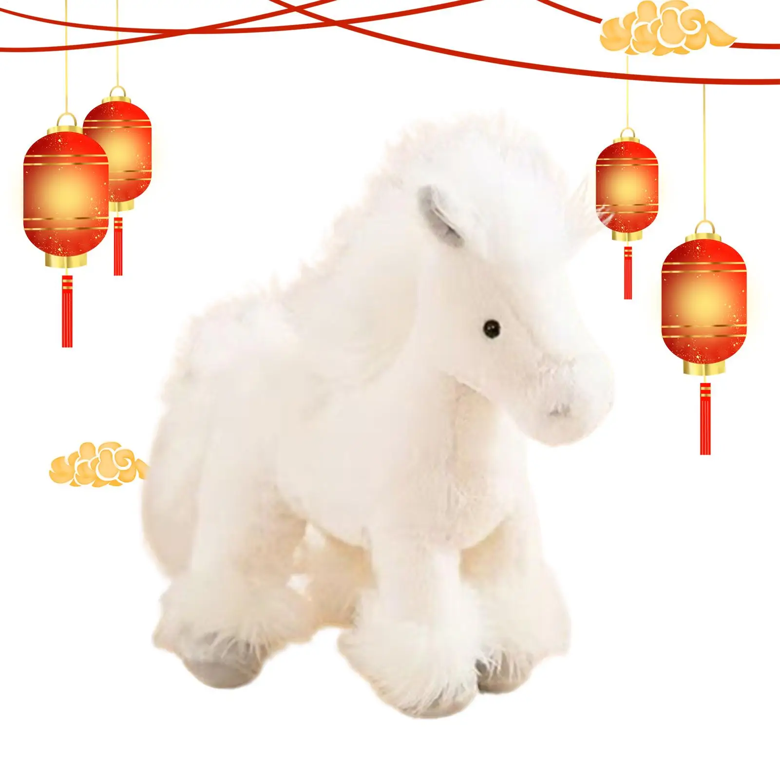 

2026 Year of the Horse Plush Toy Soft Stuffed Animal Mascot for Kids Adults Nursery Home Desk Bedside Sofa Holiday Gift Decor