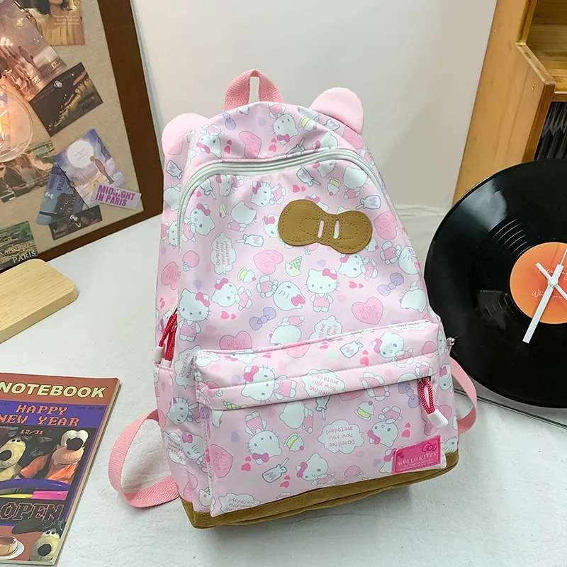 Sanrio-mochila escolar estilo Ins para estudiantes, de gran capacidad de Hello Kitty bonita mochila, nueva