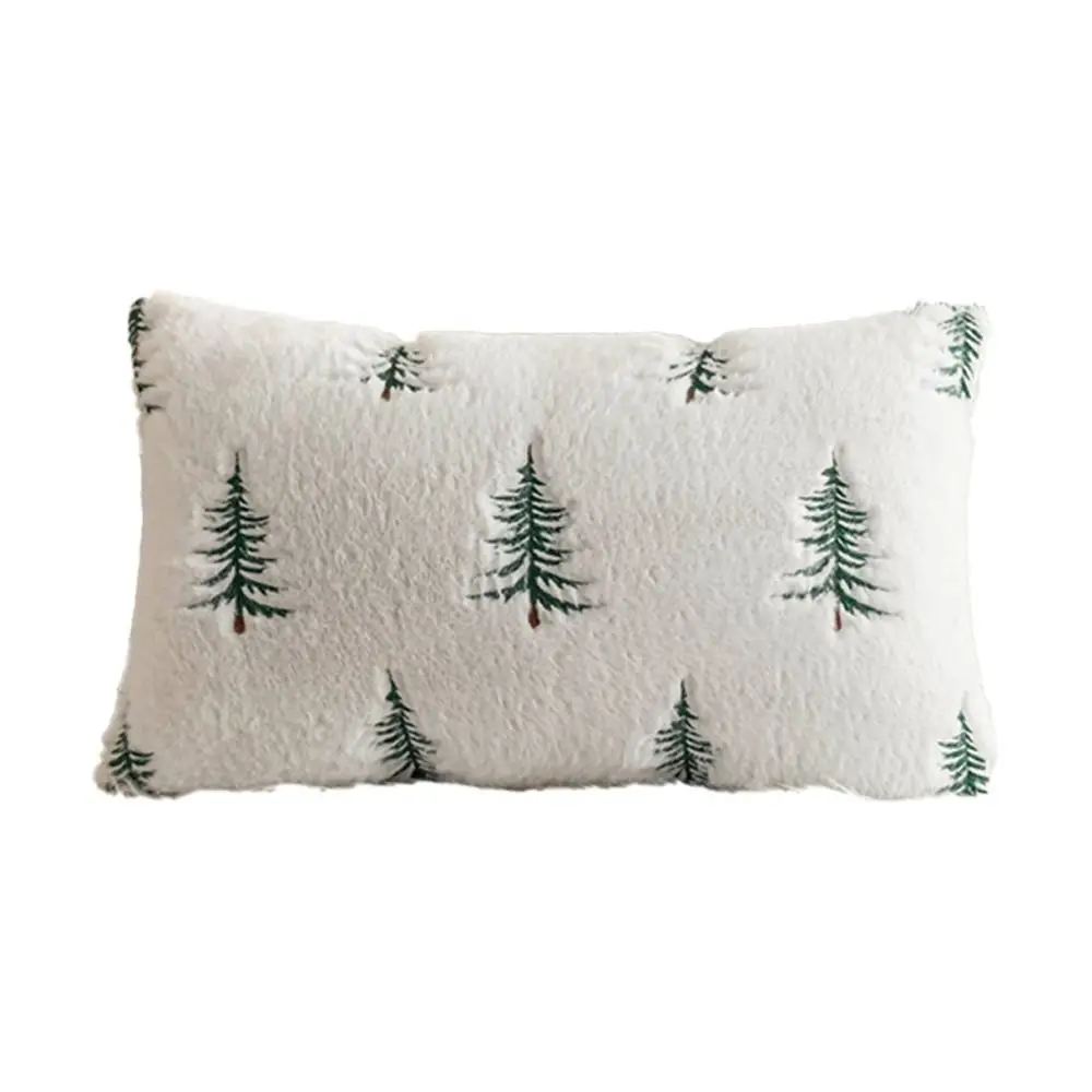 جديد فرو الأرنب الصناعي رمي غطاء وسادة شجرة عيد الميلاد نمط غطاء الوسادة الأبيض 45x45 سنتيمتر ديكور المنزل رقيق المخدة #4