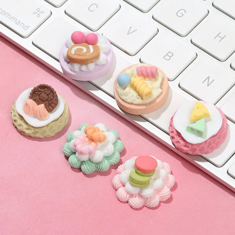 

New 10pcs Resin Cake Cabochons Flatback Lovely 3D Cake Foods Jewelry Making Accessories for Scrapbooking Embellishments