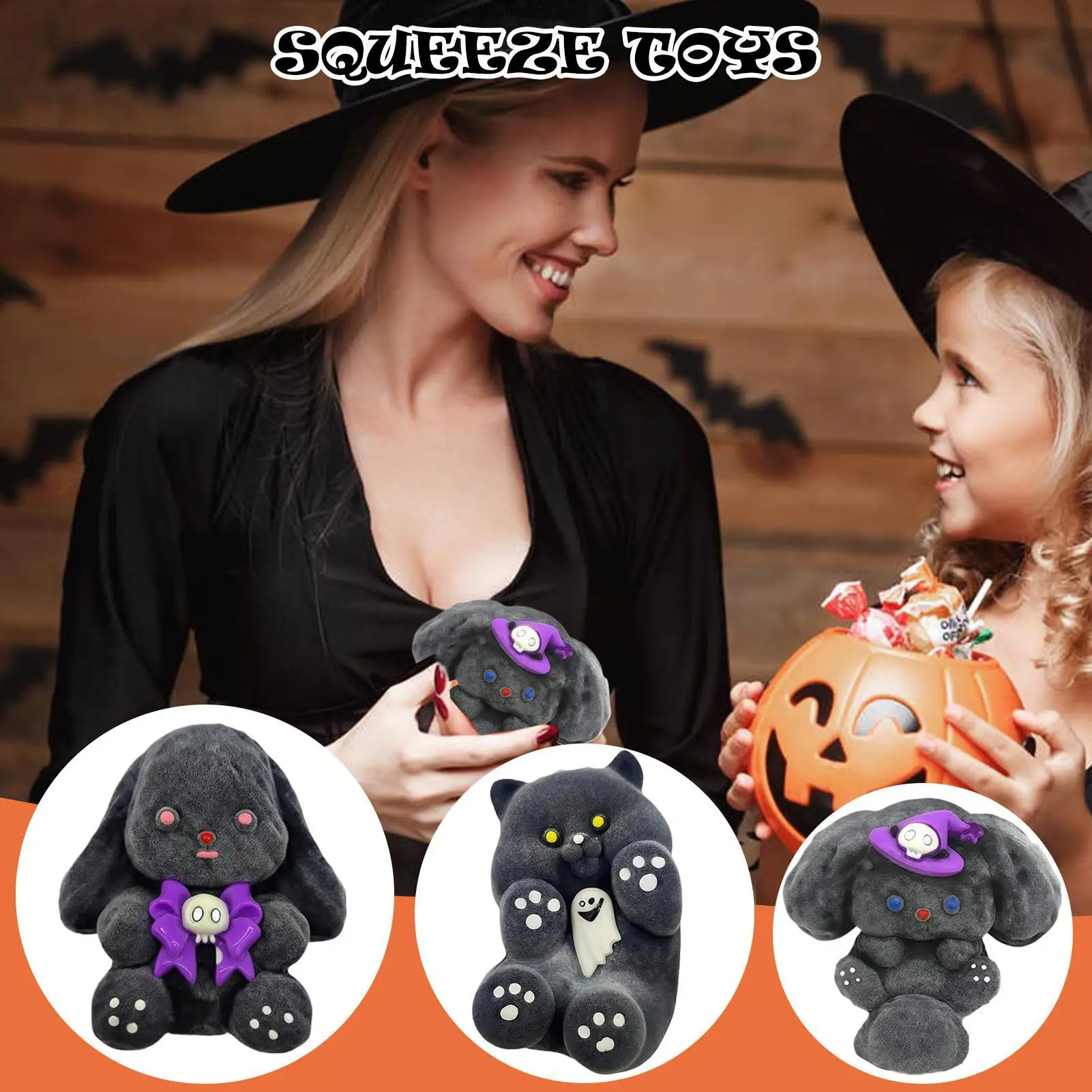 Simulazione Carino Rilassante Animale Spremere Giocattoli Halloween Peluche Anti-Stress Giocattoli di Sollievo per la Ragazza Del Capretto Agitarsi Pizzico Giocattolo Sensoriale