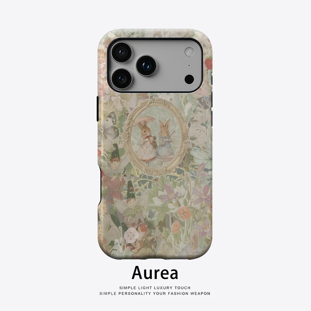Funda Magnética para iPhone 17, 16, 15, 14, 13 Pro Max Plus, Diseño de Conejo de Jardín, Doble Capa Resistente