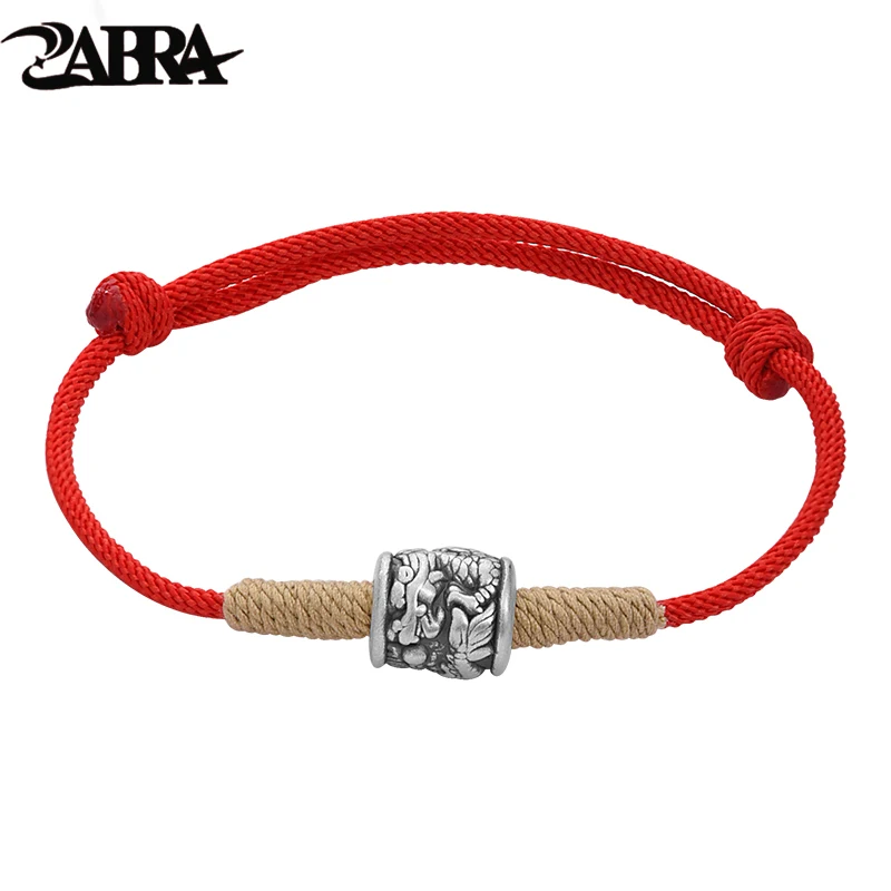 ZABRA 999 Sterling Silver Transfer Pearl Dragon Bracelet for Men and Women Ethnic Wind 2024 Dragon Year Red Bracelet