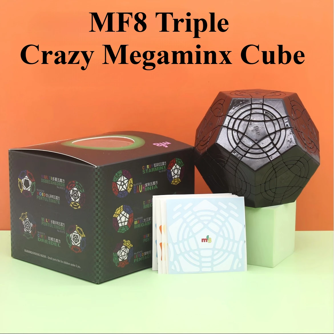 MF8 Triple Crazy Megaminx Cube 3x3 Megaminx Puzzle Black Body