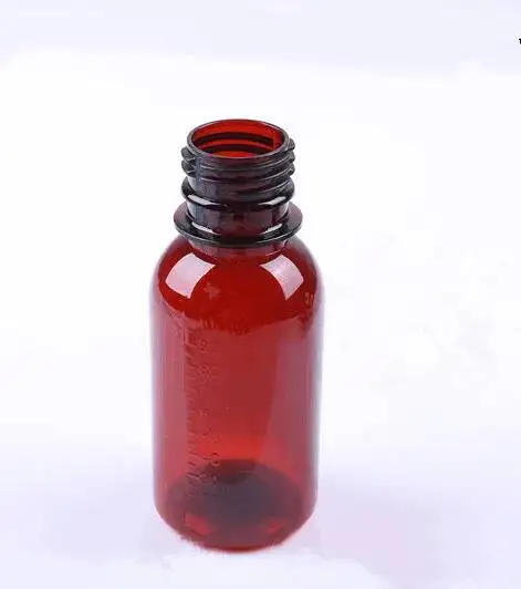 100ml  brown Plastic liquid Empty Bottle scale of medicine container gasket Syrup Essential oil jars 50 pcs