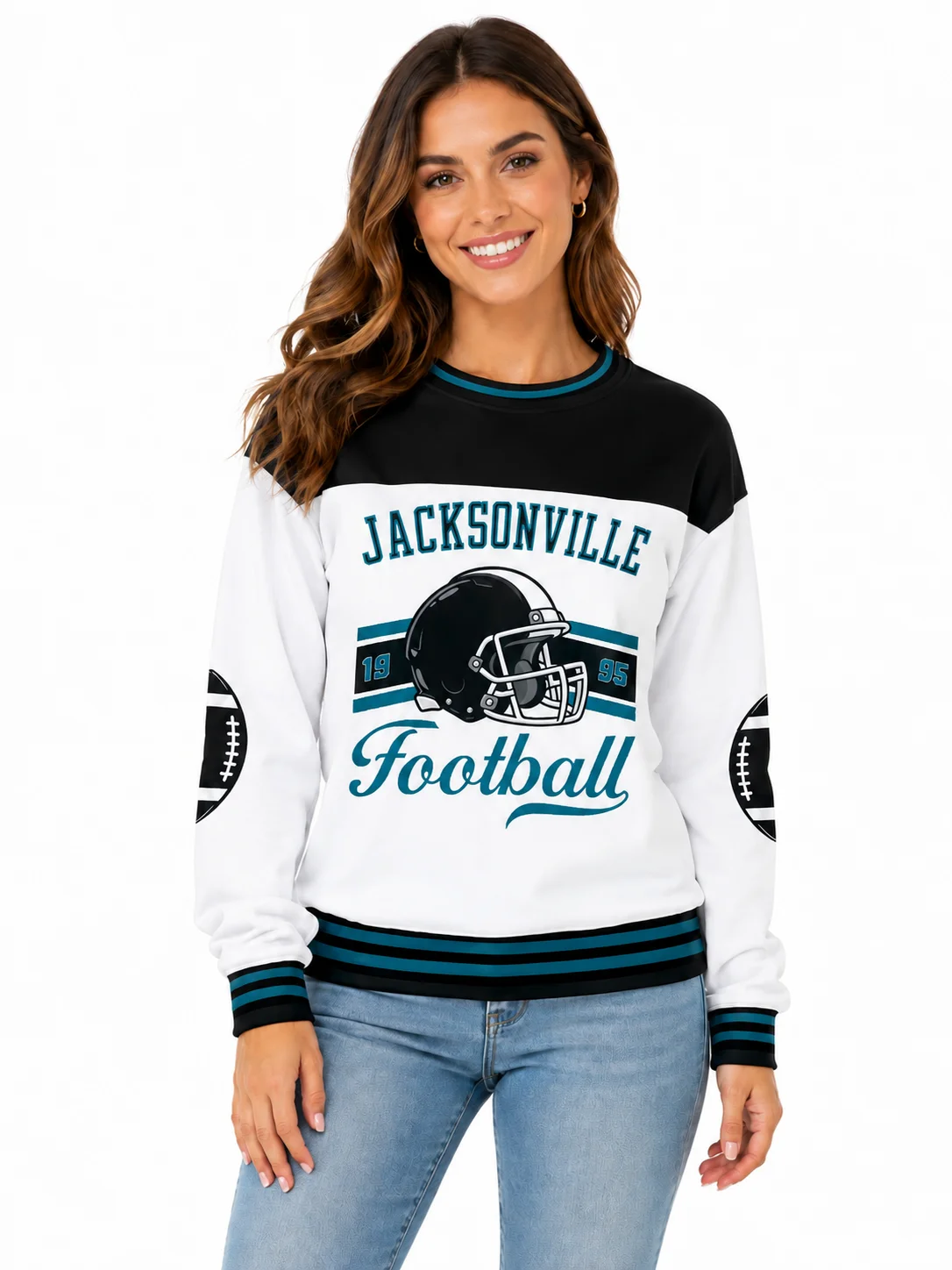 Custom Jacksonville City Sweatshirt for Women, Personalized Name Number Logo Crewneck Sweatshirt, Game Day Football Sweatshirt