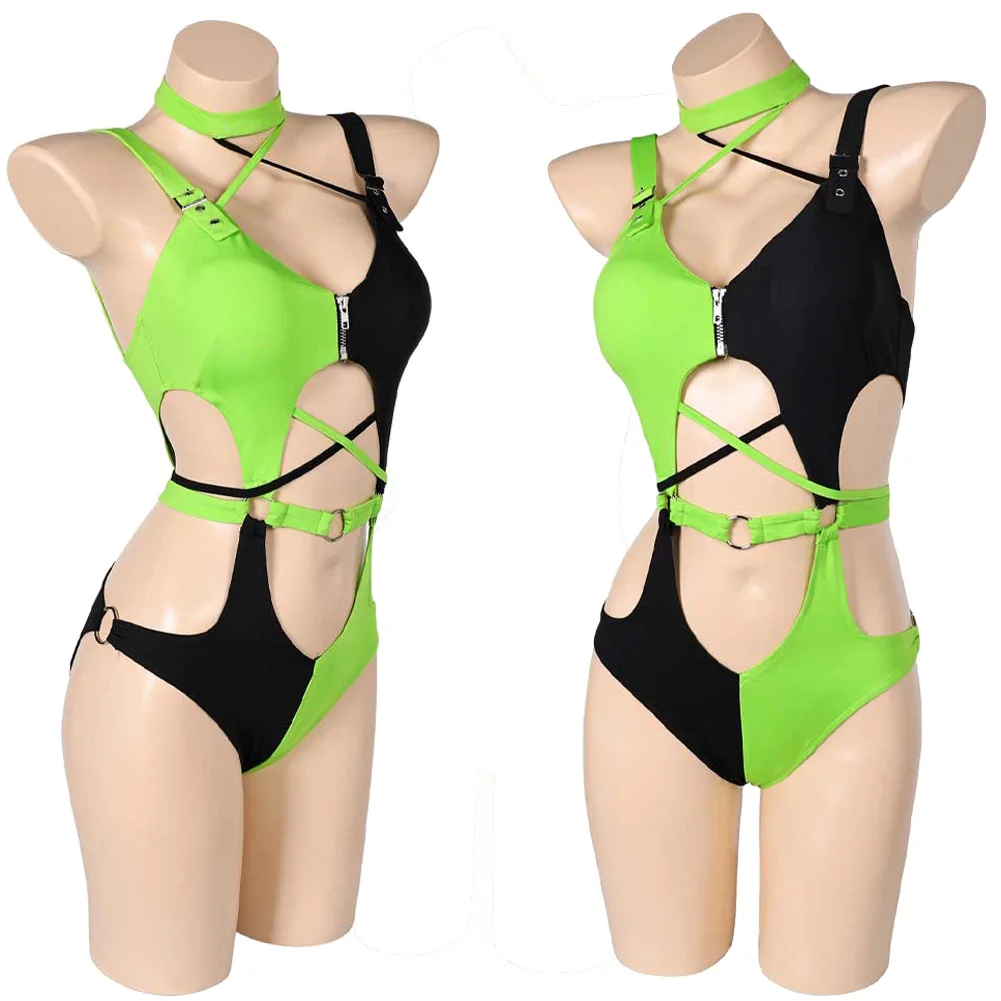 Shego Adult Cosplay Sexy Lingerie Underwear Cartoon Costume Disguise Summer Women Roleplay Fantasia Halloween Outfit