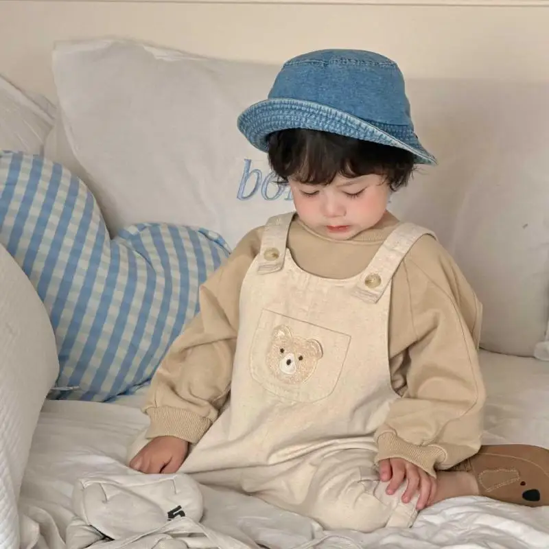 

2026 Spring New Baby Loose Overalls Toddler Girls Cute Cartoon Strap Trousers Fashion Boys Casual Pants Cotton Infant Clothes