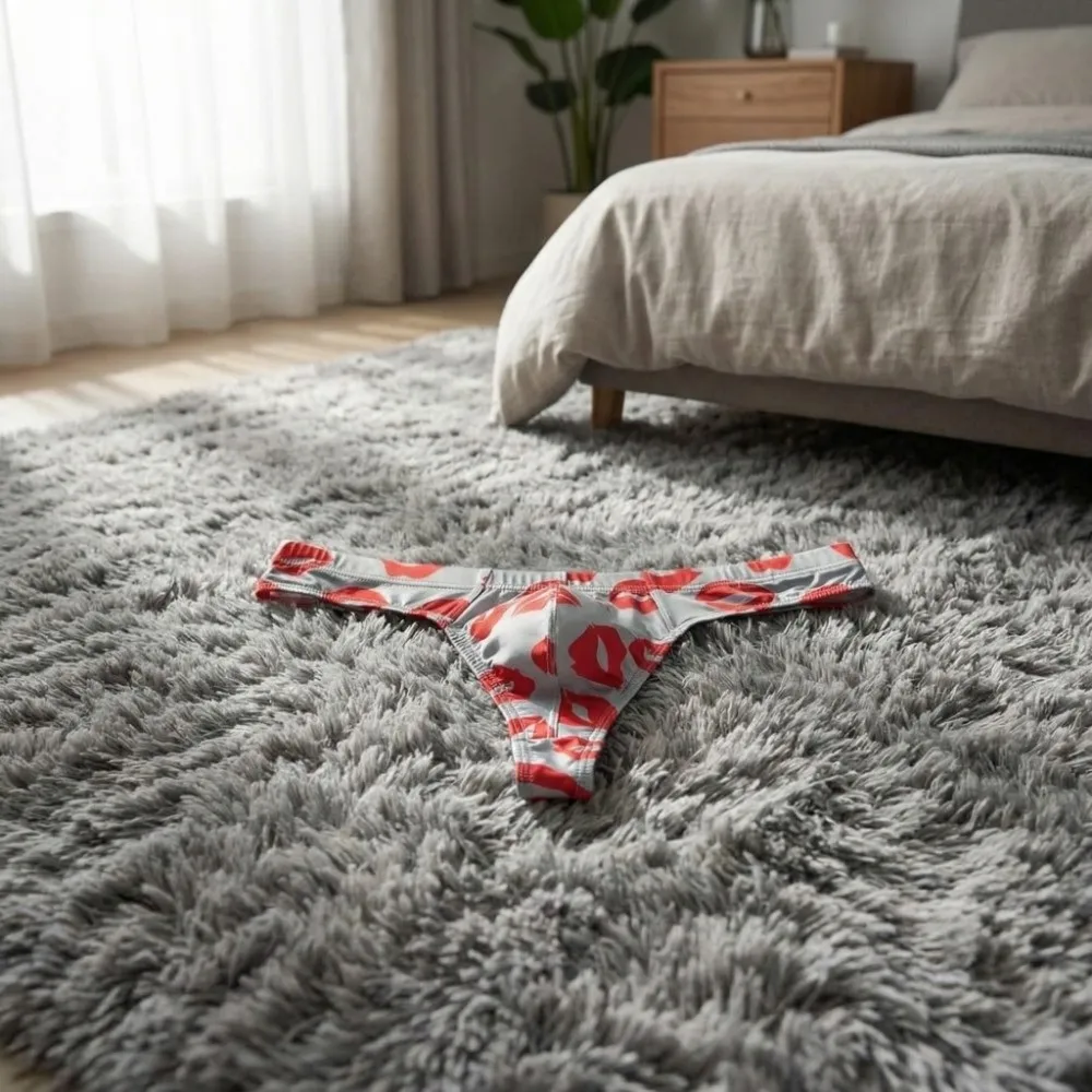 

Breathable Ice Silk Men Lip Pattern Thongs with Mouth Print Low Waisted Men's Panties Red Lip Lingerie Underpants Summer