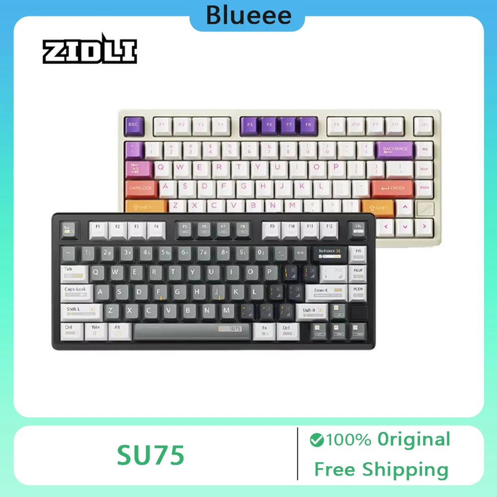 

ZIDLI SU75 Mechanical Keyboard Aluminum Alloy Tri Mode RGB Gasket Customized Game Office Keyboard PBT Thermal Sublimation Keycap