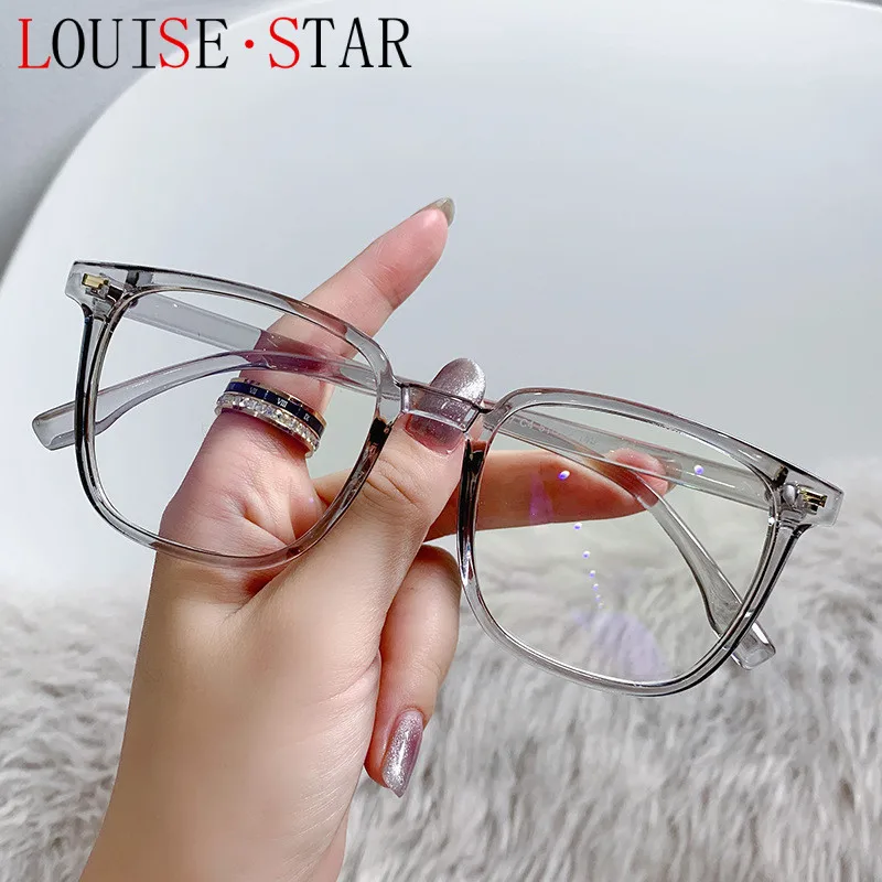 Anti-blue light glasses unisex student business square rice nails myopia frame decorative plane mirror customizable prescription