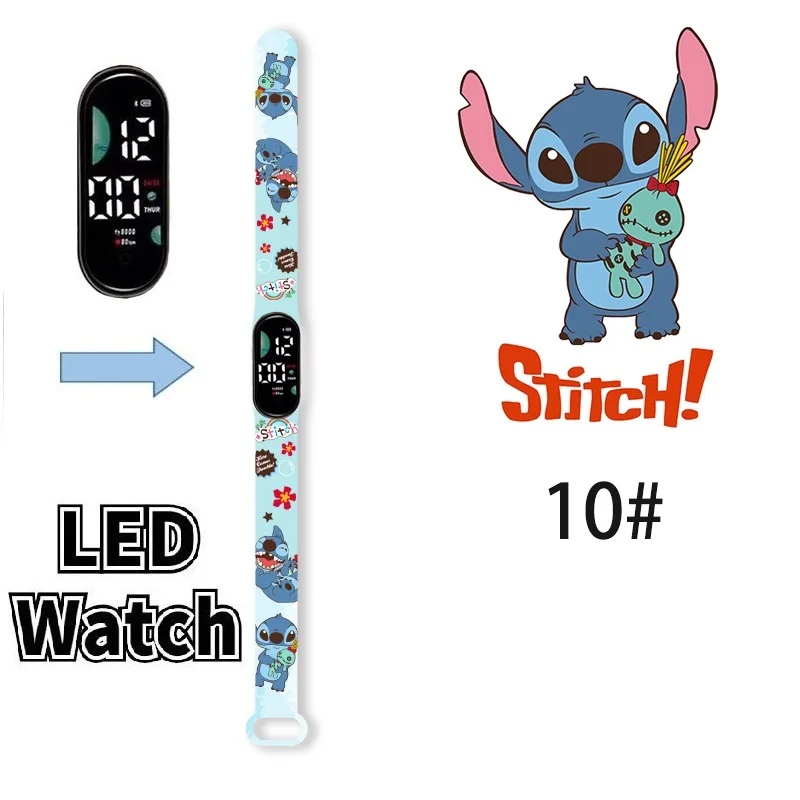 Disney Stitch Kinderhorloges Cartoon Anime Karakter Lichtgevende Armband Horloge Led Touch Waterdichte Sport Kids Geschenken Horloge