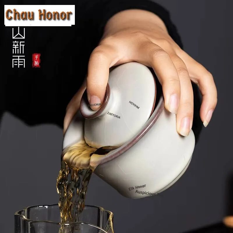 145ml High Grade Longquan Celadon Gaiwan Handmade Ge Kiln Ice Cracking Tea Tureen Tea Maker Cover Bowl White Jade Tea Collection