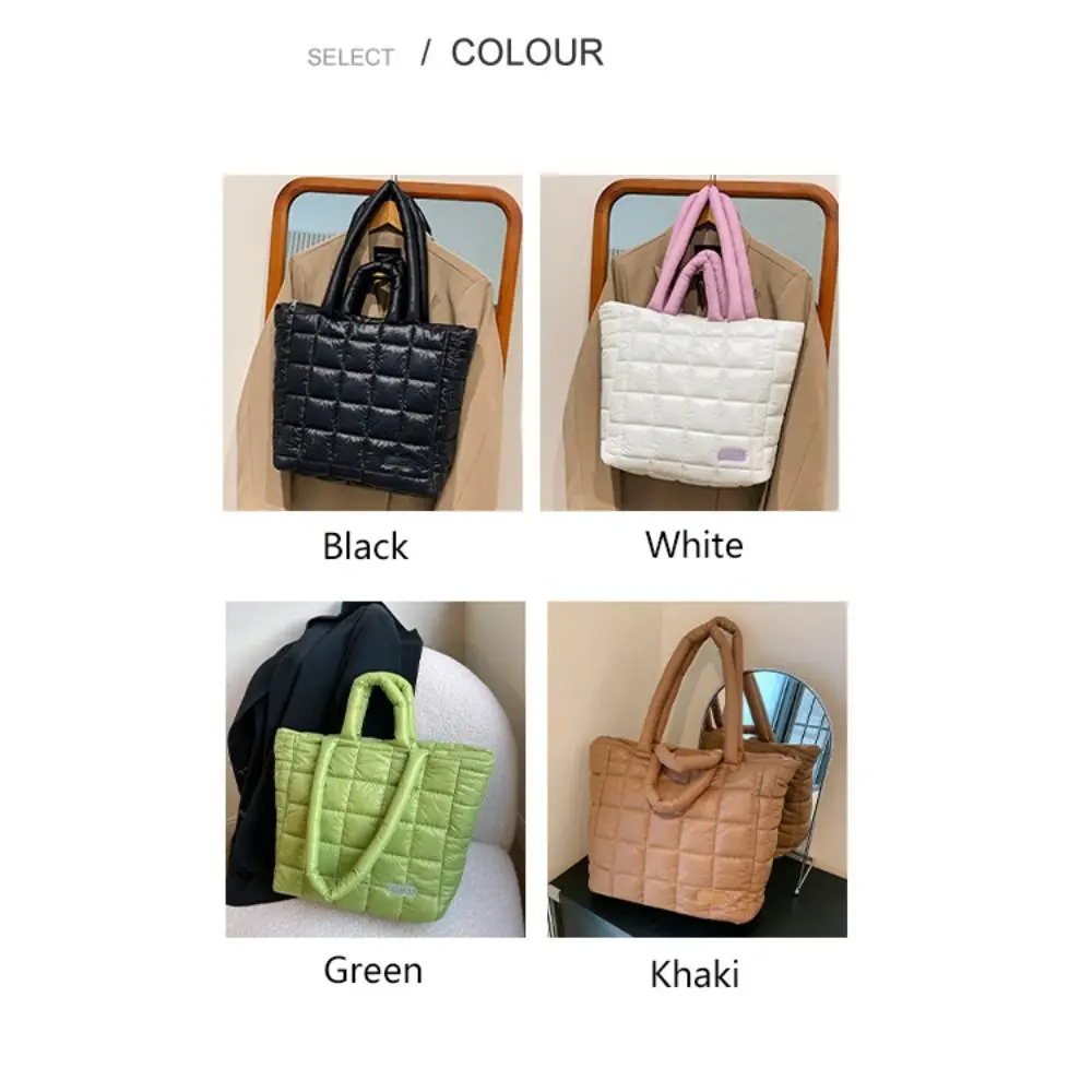 1PC Women Shoulder Bag Large Capacity Down Puffy Handbag Casual Solid Color Underarm Bag Quilted Tote Bag Crossbody Bags