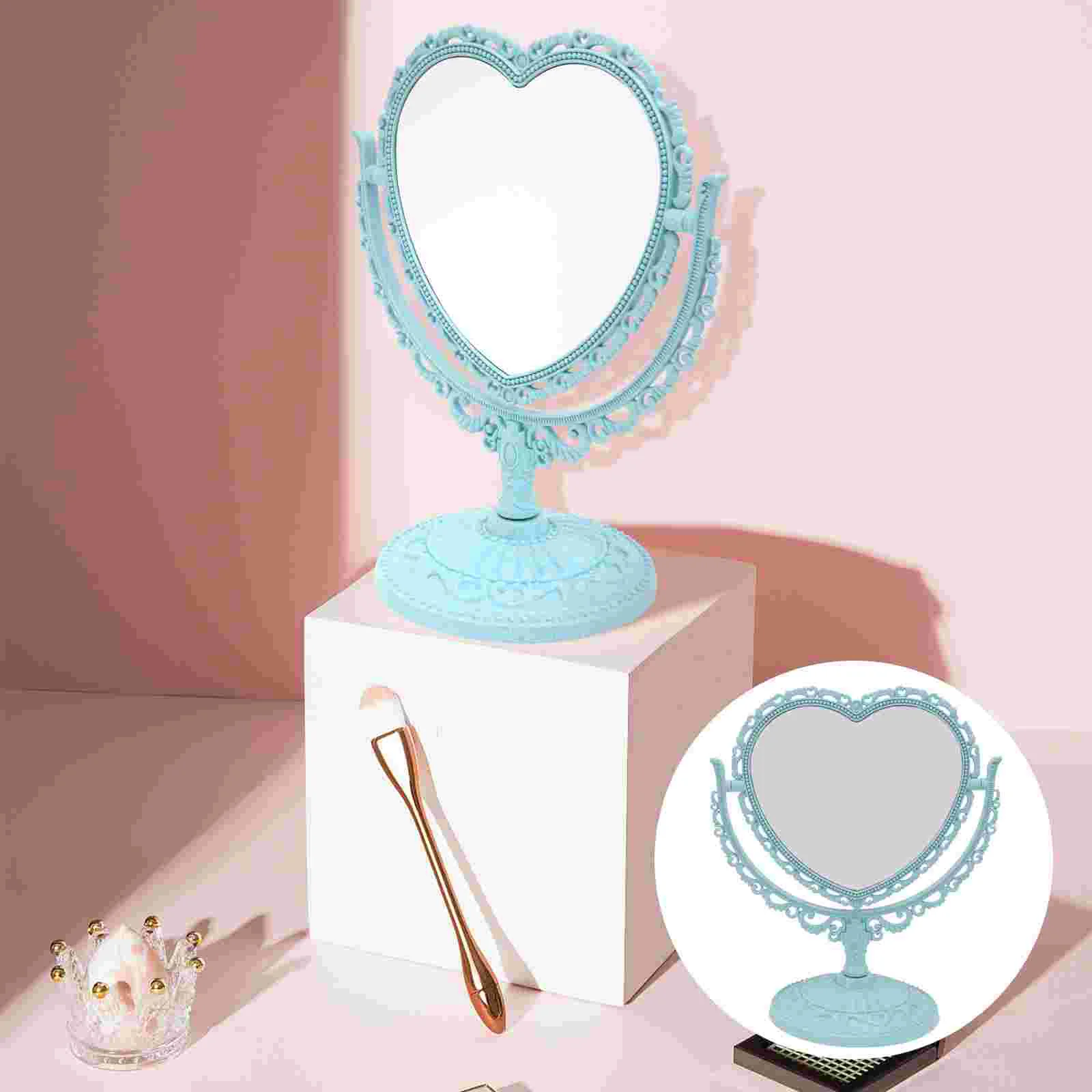 Miroir de maquillage vintage, vanité, double élasthanne, miroirs décoratifs, en forme de cœur, pour voyage