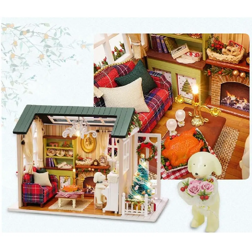 1:24 인형의 집 미니어처 창의적인 방 생일 선물-휴일 시간