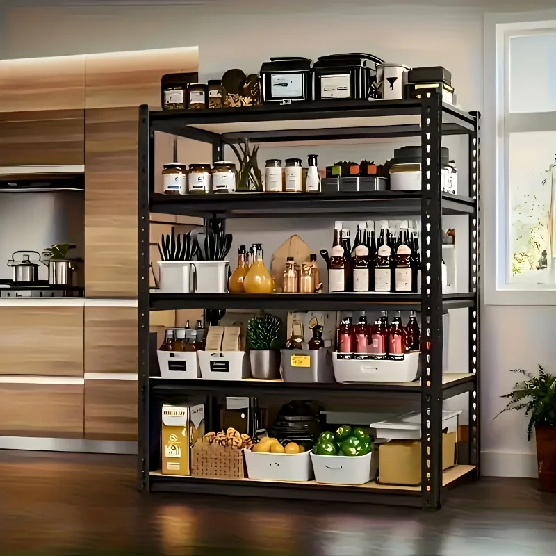 5-stufiges Hochleistungsregal, 2000 Pfund Tragkraft – 72" B x 36" T x 16" H, industrielles Lagerregal, mattschwarze Garagenregale