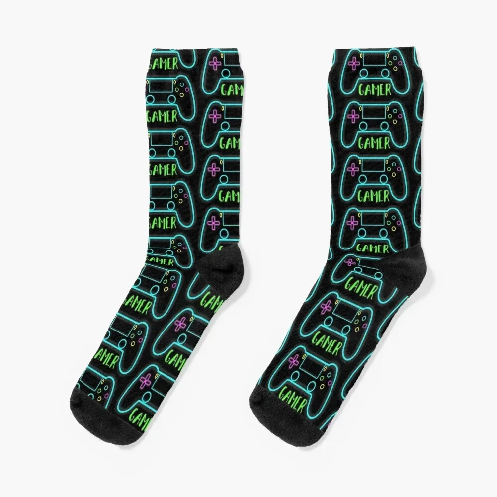 

Neon gamer controller neon colors Socks snow sports stockings Ladies Socks Men's