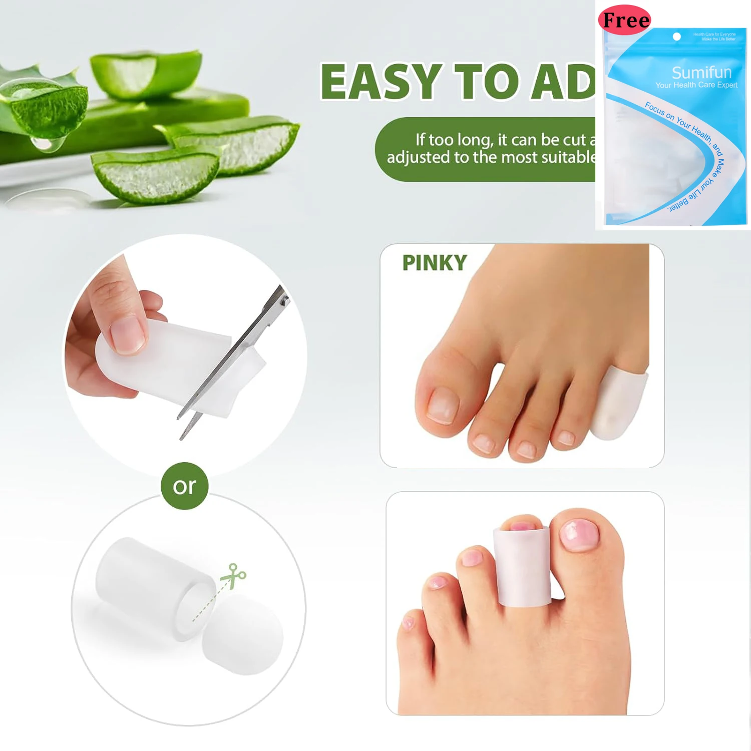 

2Pcs Gel Toe Separator Finger Protector Silicone Toe Cushion Tubes Sleeves for Bunion Corns Blisters Calluses Foot Care Tool