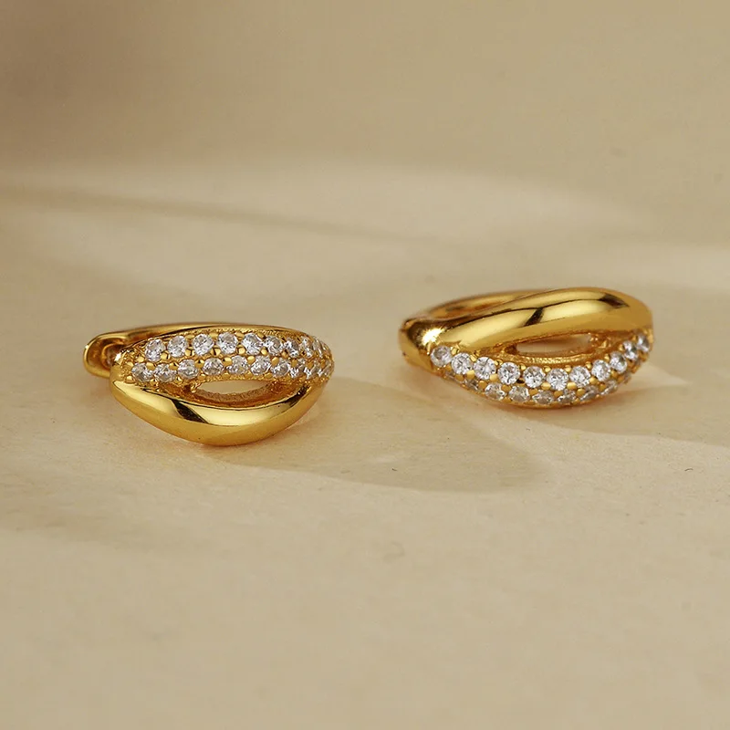 

Jenny&dave S925 Sterling Silver Small And Exquisite Micro Inlaid Zircon Ring Ear Buckle Jewelry Earrings Women's