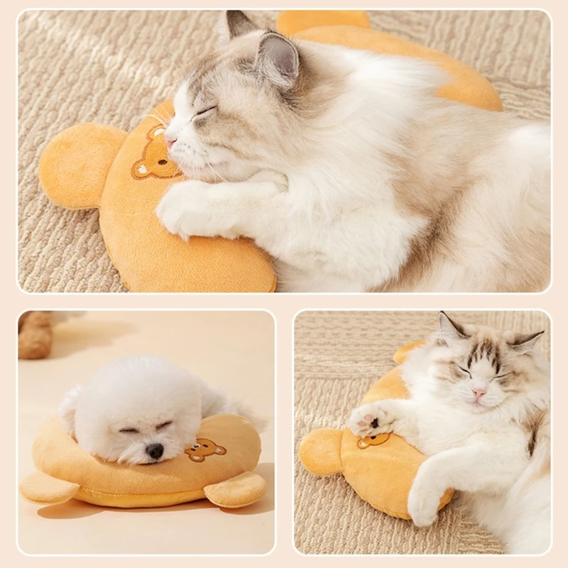 Simulation Plush Cats Pillows Creative Animal Cats Pillows Dog Sleep Neck Pillows for Kittens, Durable and Portable