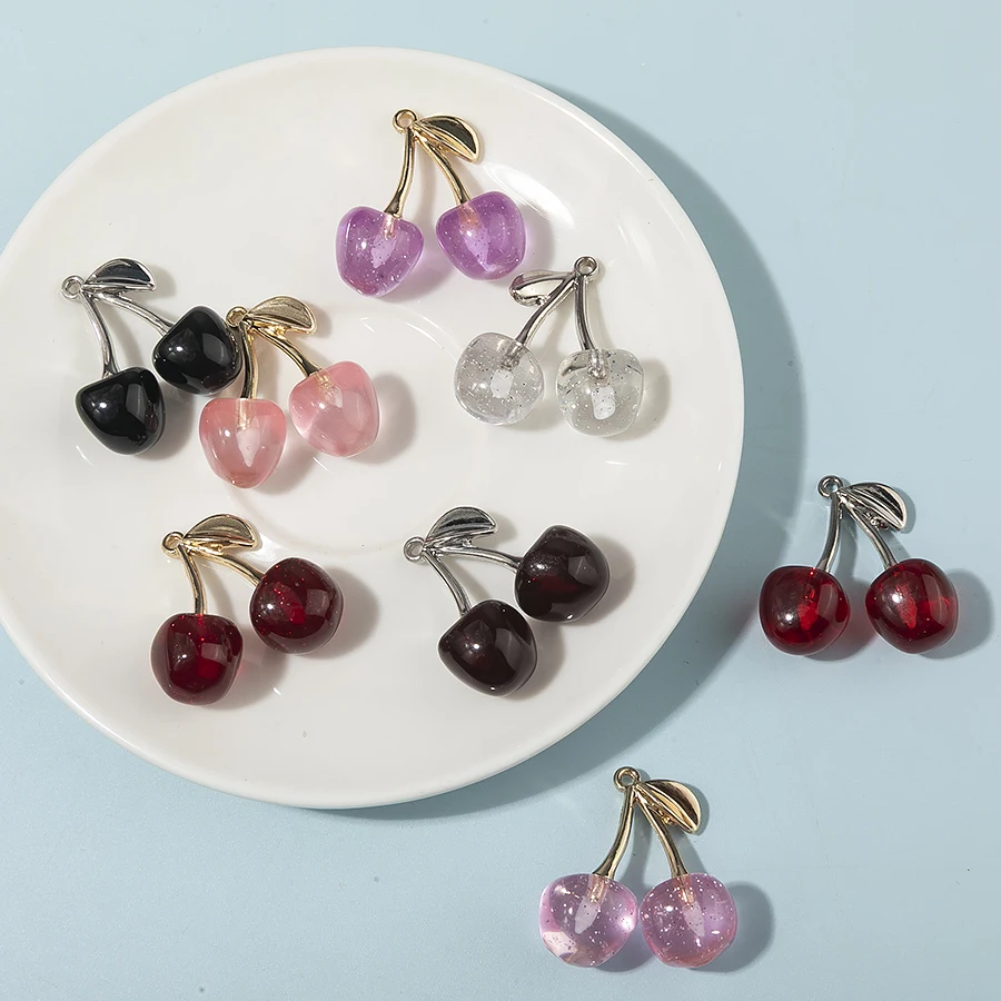 10 قطع الملونة محاكاة الكرز سحر الاكريليك قلادة ل عقد دي اي واي أقراط مجوهرات اكسسوارات 30*28 ملليمتر