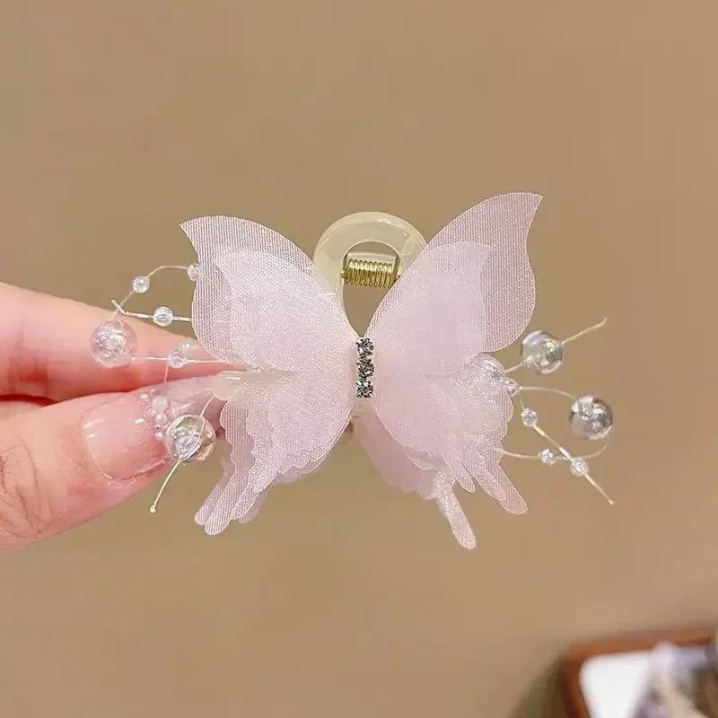 Fashionable Hair Clip for Girls - Pearl Yarn Butterfly Clip for Bangs and Fringes hair accessories