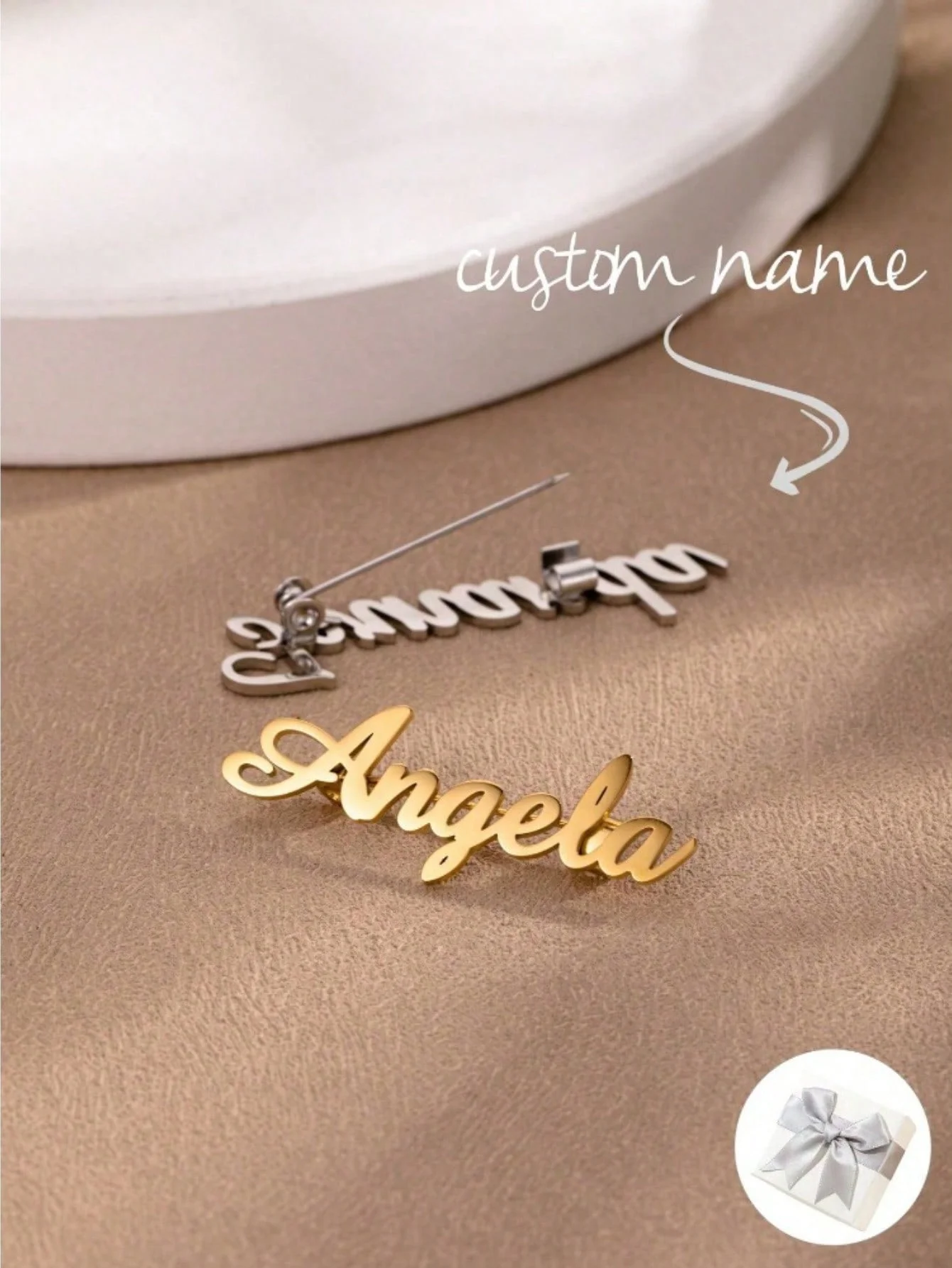 Customized Brooch: 1 Custom Name Brooch, Personalized Stainless Steel Lapel Pin with Nameplate, Suitable for Business Style, Ideal as a Gift for Bridesmaids, Birthdays, Christmas, Father's Day, and Girlfriends