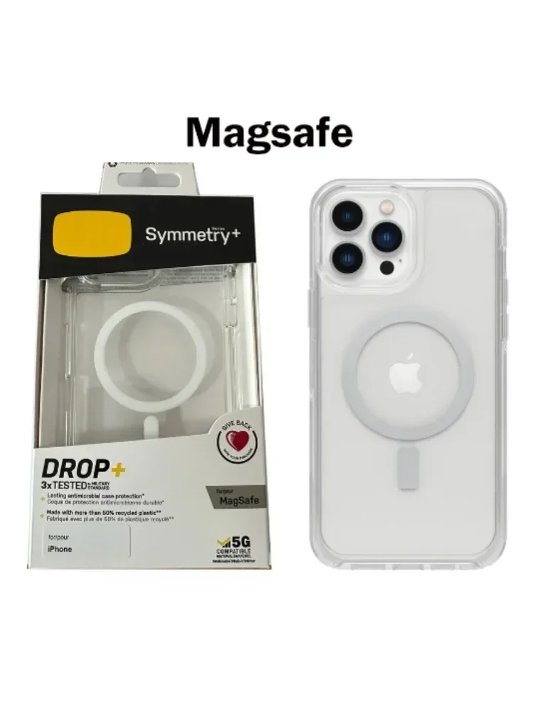 حافظة جديدة مضادة للسقوط Otter-Box MagSafe Series صندوق متماثل شفاف لهاتف iPhone 16 15 14 13 12 Pro Max 16 15 14 Plus