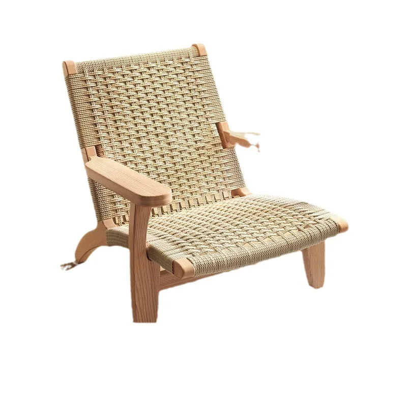 Nordic all-solid wood sofa chair ash wood simple rattan leisure chair household light luxury single balcony cool chair