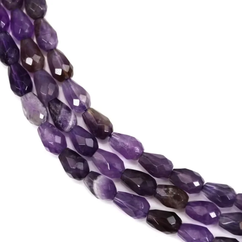 

Amethyst Beads Strand Faceted Drop 6x9mm Natural Semiprecious Stone For Jewelry Making DIY Bracelet Earrings