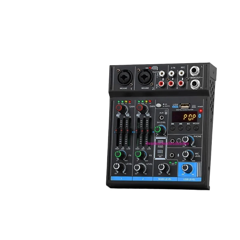 

All-in-One Audio Interface DJ Mixer with Microphone, Monitor Earphone, Audio Mixer With Sound card for Laptop/Phone, Podcasting