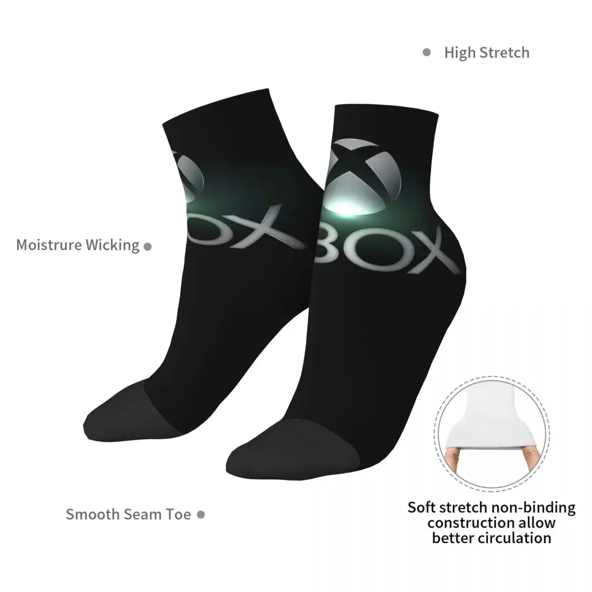 جوارب بشعار Xbox باللون الأخضر، جوارب هاراجوكو الممتصة للعرق، ملحقات جوارب لجميع المواسم هدية عيد ميلاد الرجل والمرأة #5