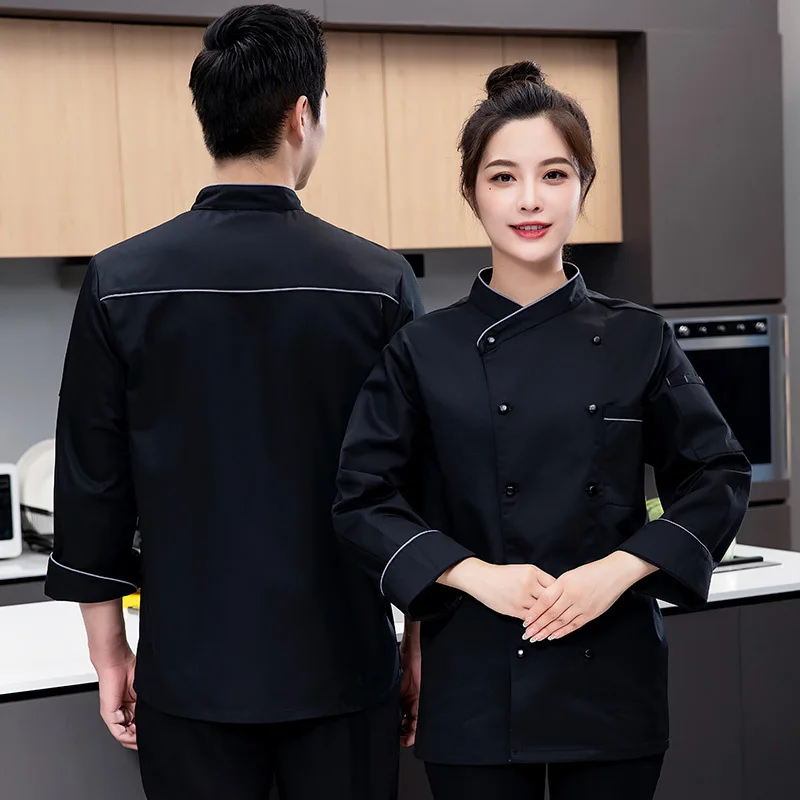 Working Uniform Chef Uniform Long Sleeve Autumn and Winter Kitchen Back Kitchen Canteen Restaurant Restaurant Chefs Work Uniform