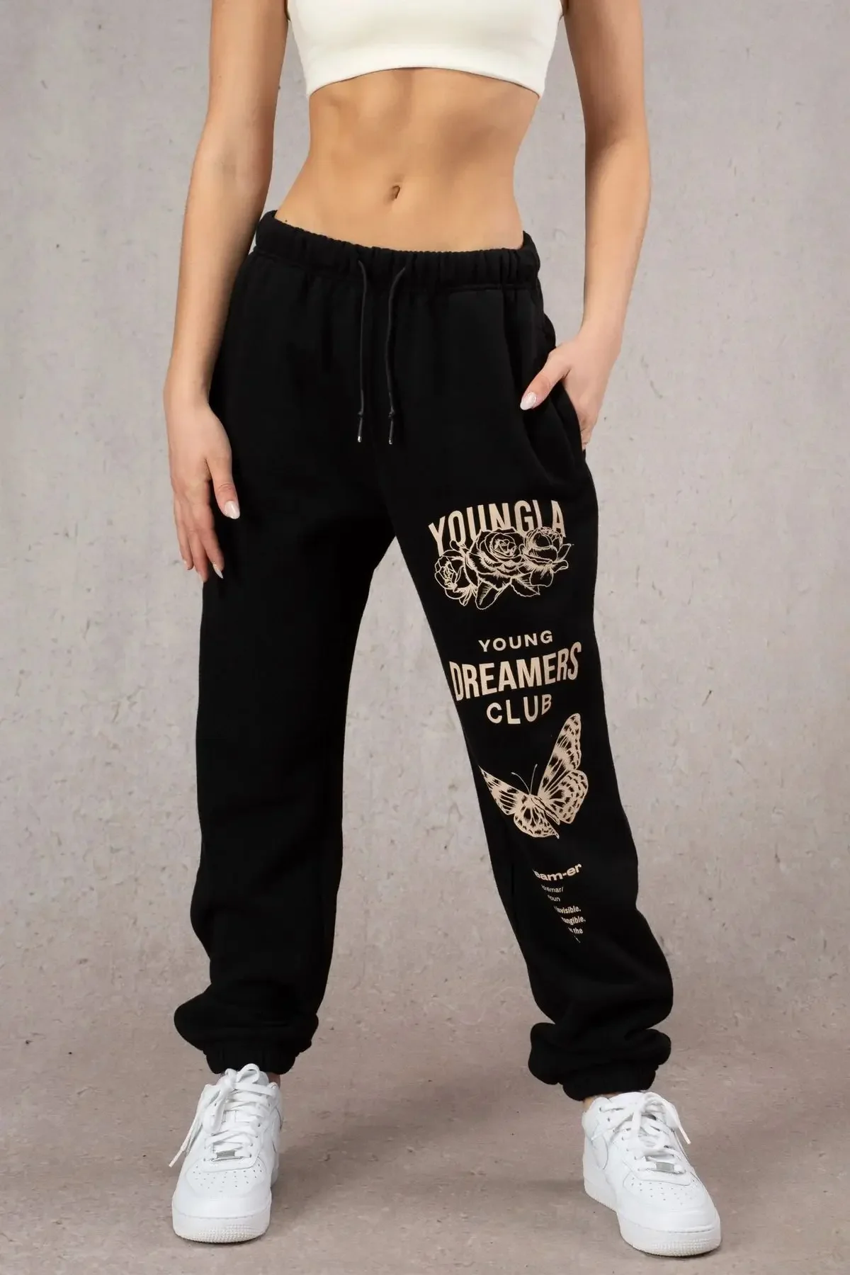 2023 new youngla leisure sweatpants gym bodybuilding running training pants cotton terry printed bouquet foot pants