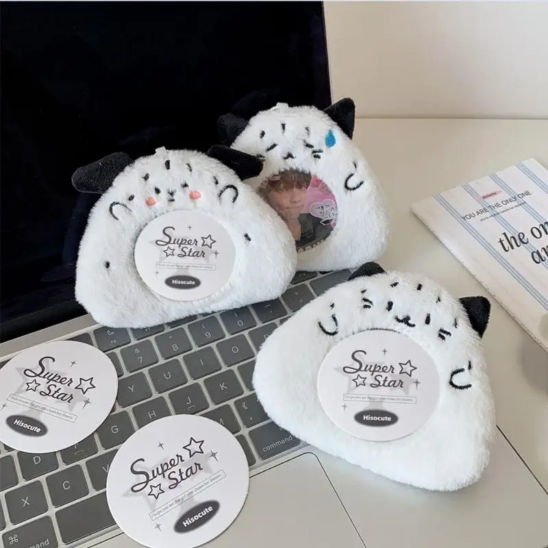 Cute Cartoon Rice Ball Plush Badge Card Holder Round Badge Protective Cover Display Pendant Mini Pain Bag Ornament Card Holder