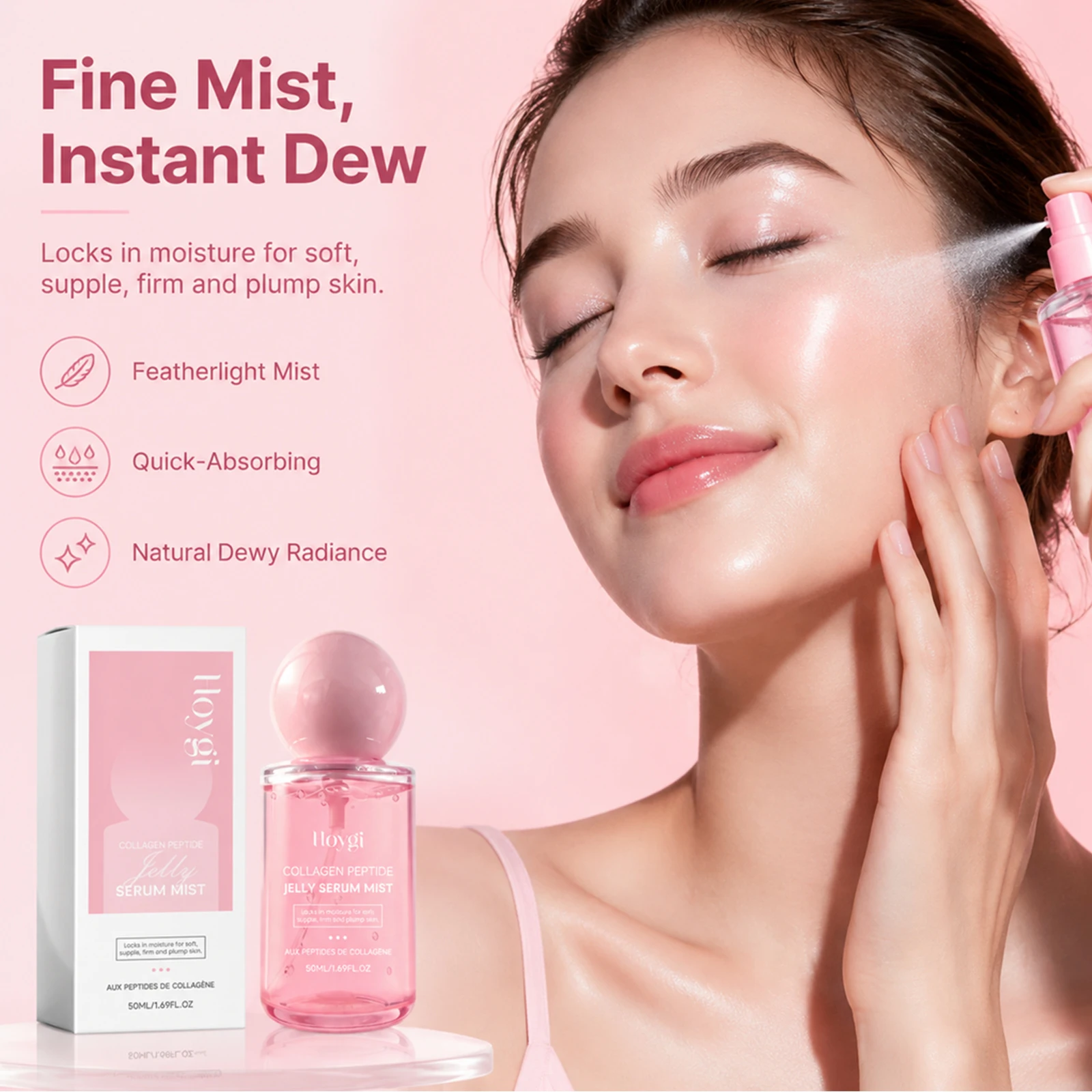 Collagen Peptide Jelly Serum Mist Pdrn Essence Hydrating Moisturizing Face Spray Smoothing Brighten Firm Nourishing SkinCare50ml