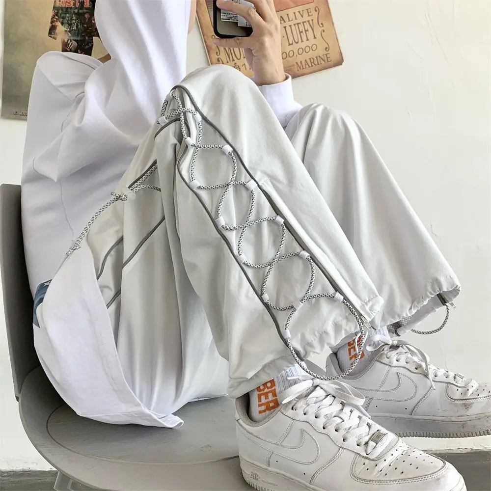 Streetwear White Cargo Pants Men Oversize Wide Pants Harajuku Sweatpants Fashion Joggers Skateboard Pants Techwear 2023 New