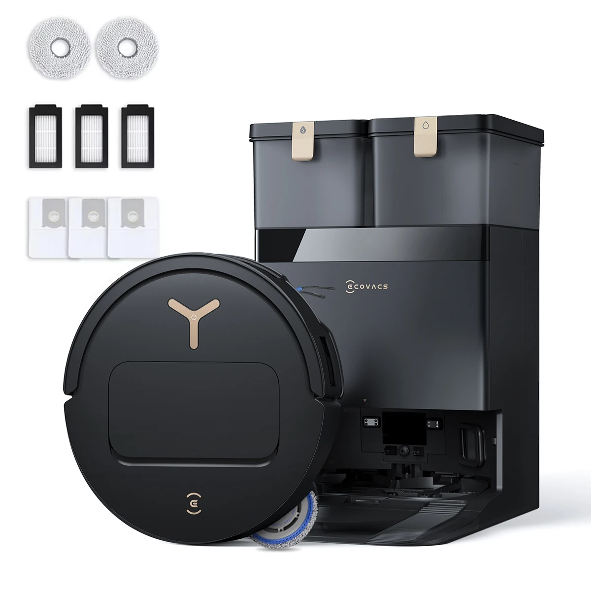 ECOVACS DEEBOT T50 PRO Omni Gen3 Pflegeset Roboterstaubsauger mit Wischfunktion 25.000 Pa AIVI 3D 3.0 Automatische Nachfüllung von Reinigungslösung Wischmoppreinigung bei 75 °C ° C Heißlufttrocknung