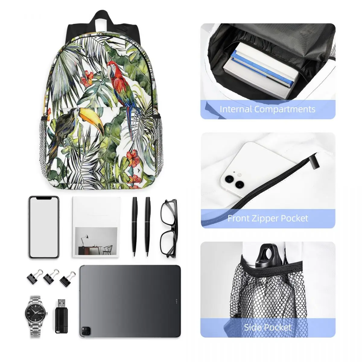 Tropical Jungle Backpack Hot Sale Daypack Large Capacity Boys Girls BookBag Shoulder Bags for Men Women School Bag