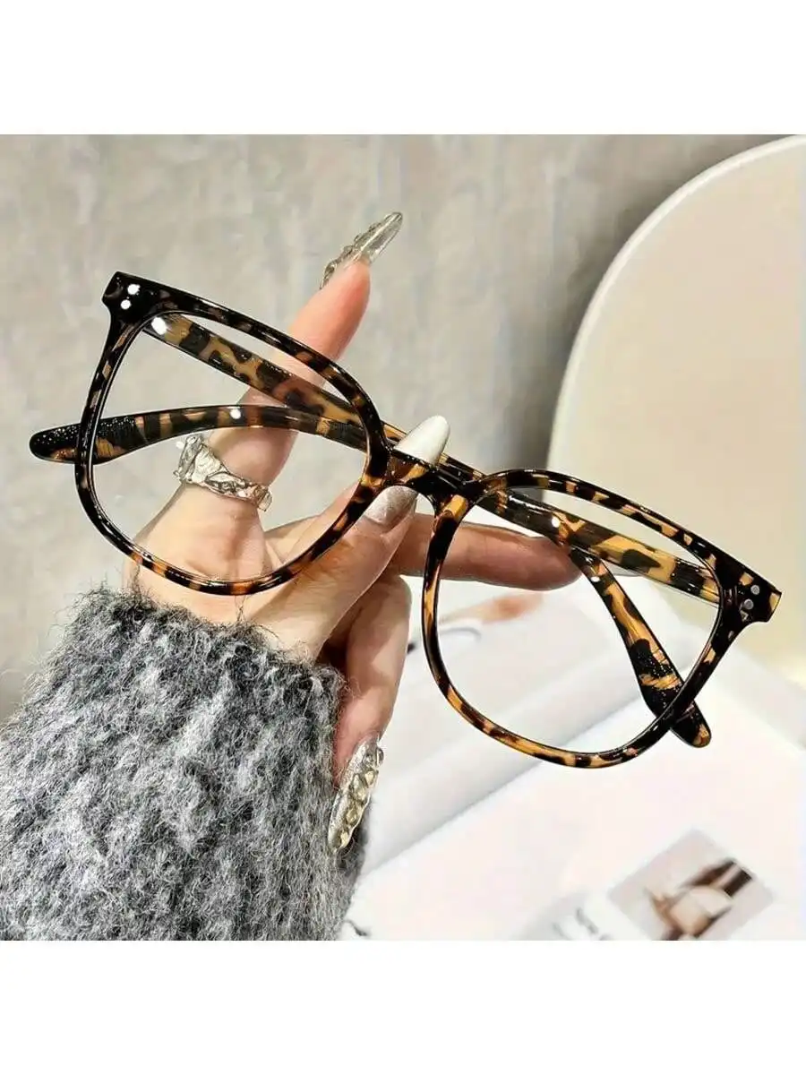 1pc Oversized Square Tortoiseshell Computer Glasses, Vintage Retro Anti-Eyestrain & Anti-Glare Eyewear For Women & Men, Fashion Frames For Gaming, Reading & Daily Screen Time, Non-Prescription Clear Lens