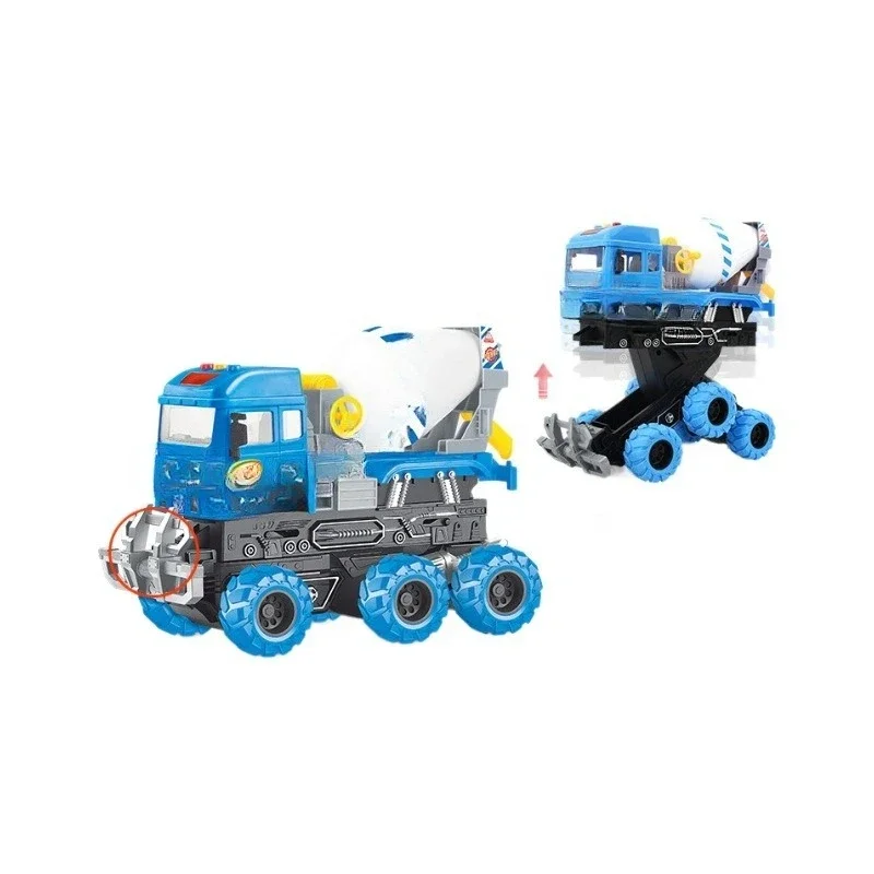 Eight deformation construction vehicles Boys early education educational music mixer truck ladder car fire full set toy car
